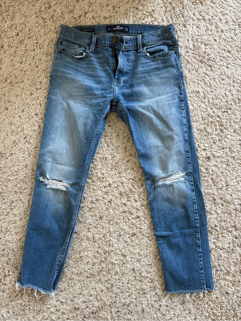 Hollister Super Skinny Cutoff Ankle Jeans Y2K Women’s Size 31 Mid Wash Blue